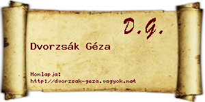 Dvorzsák Géza névjegykártya
